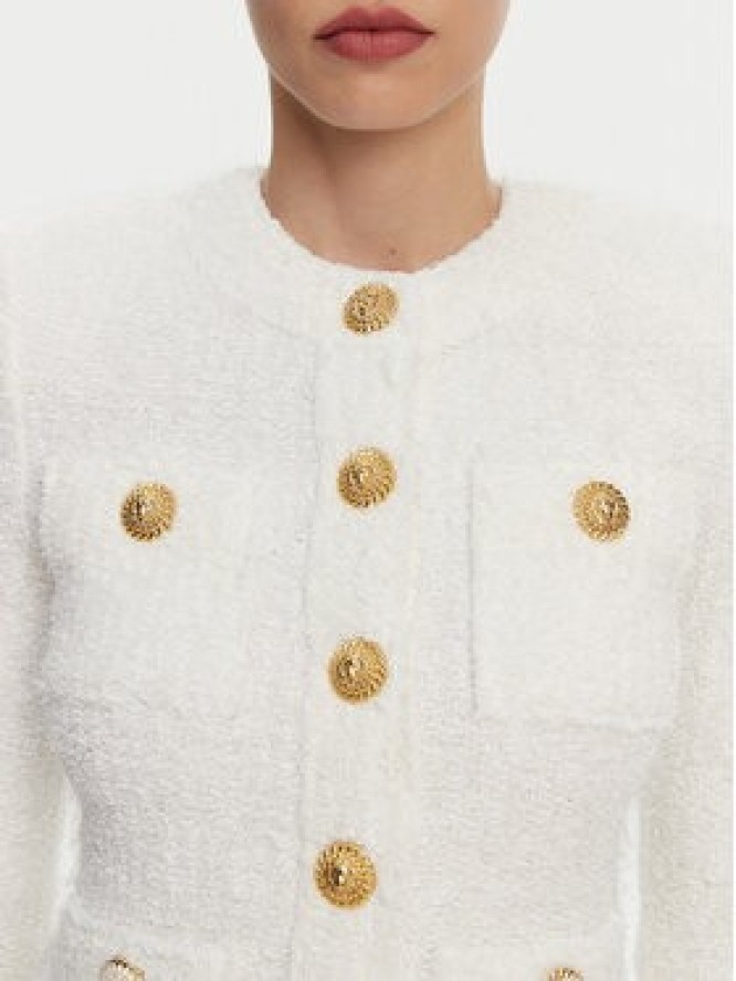 Balmain Kardigan DF1SK249KH10 Biały Regular Fit