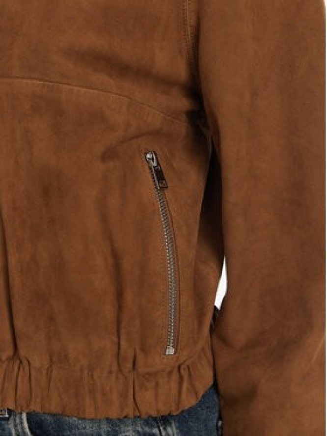 Serge Pariente Kurtka skórzana Clothilde Vs Brązowy Regular Fit