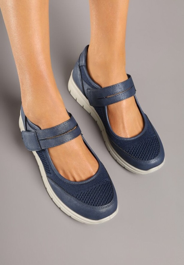 Niebieskie Półbuty z Siateczkowymi Wstawkami Sonovia