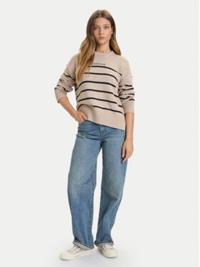 Guess Jeans Sweter W5BR03 Z3HM1 Beżowy Relaxed Fit