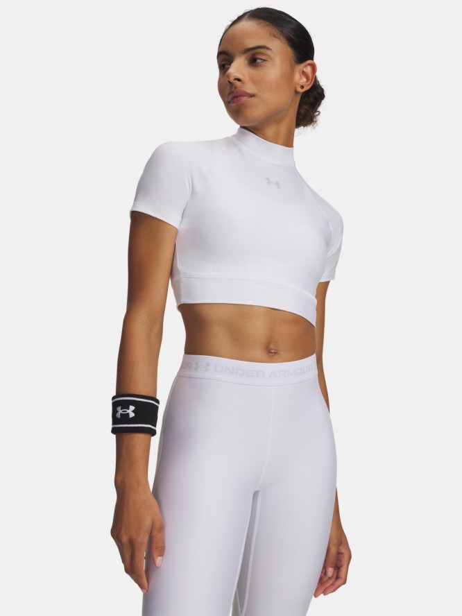 Koszulka damska Under Armour HeatGear Crop Mock SS-WHT