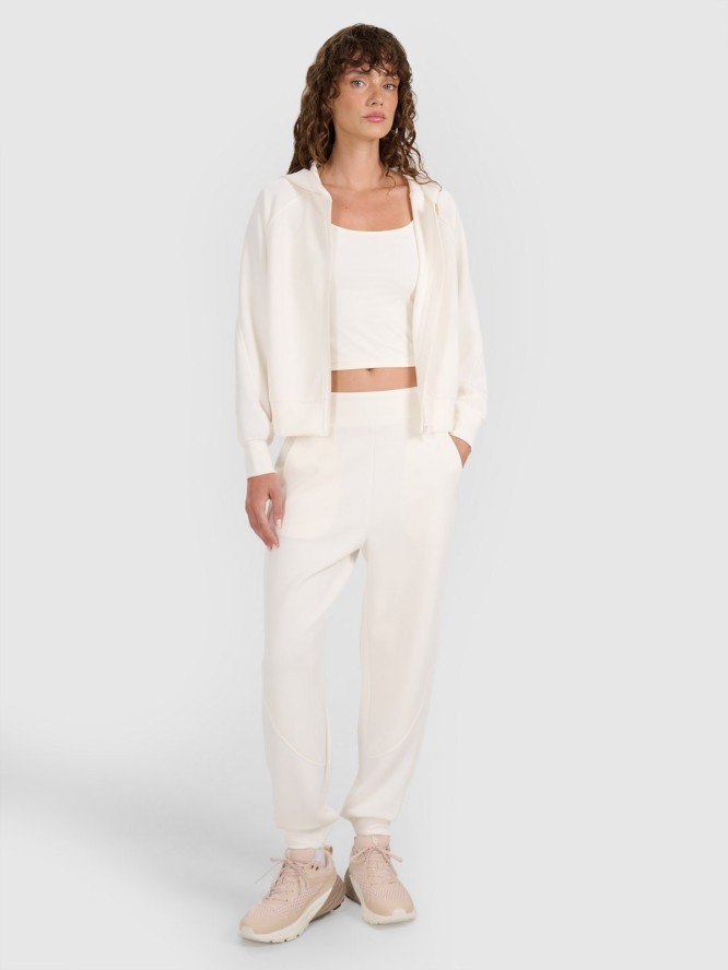4F Bluza dresowa rozpinana z modalem damska - biała M