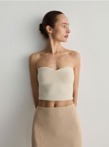 Dzianinowy top - kremowy