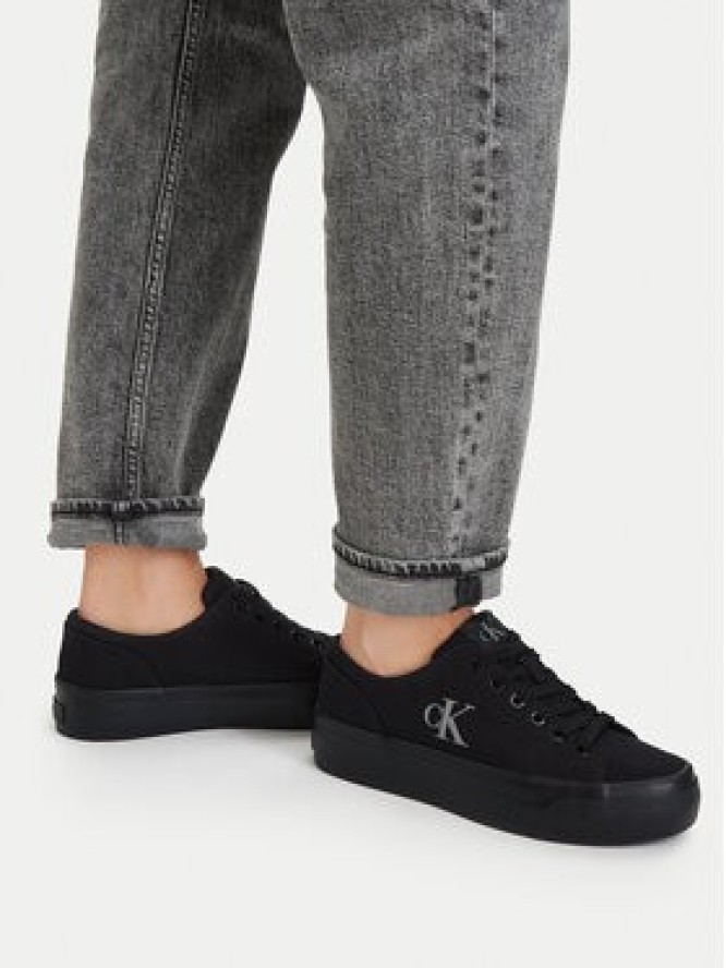 Calvin Klein Sneakersy Vulc Flatform Low Canvas Mg YW0YW01763 Czarny