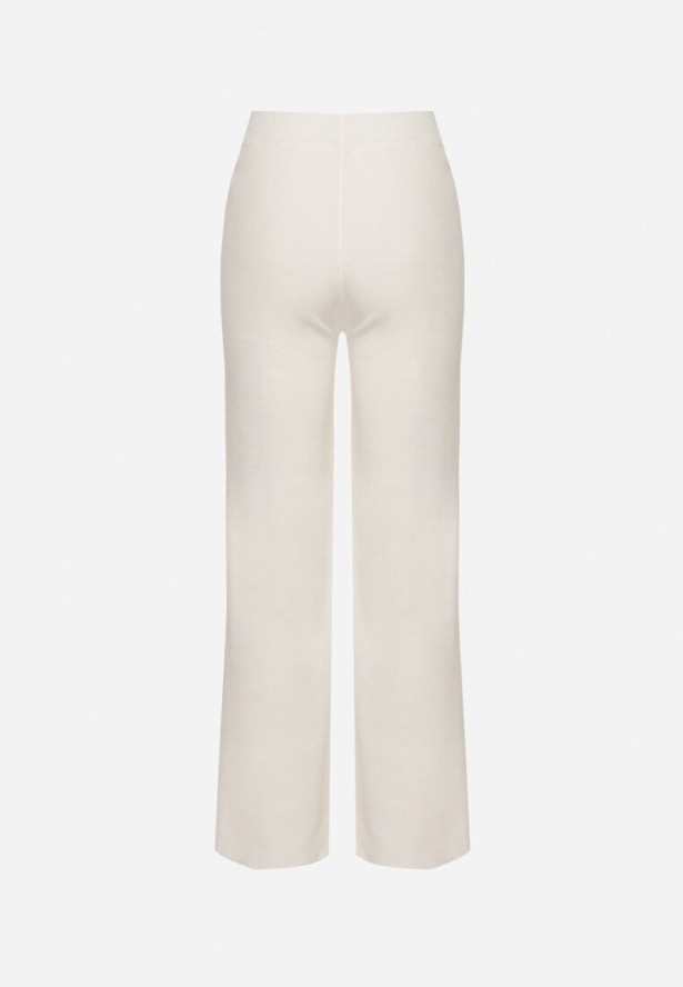 Białe Spodnie z Wiskozą o Szerokim Kroju Erariela