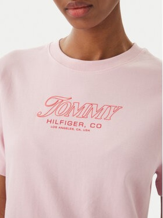 Tommy Hilfiger T-Shirt Logo Interlock WW0WW48707 Różowy jasny Regular Fit