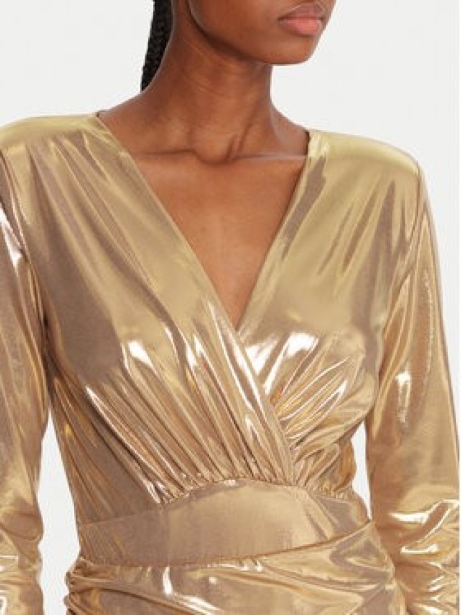 Fracomina Sukienka koktajlowa FQ25WD1006W59501 Złoty Slim Fit