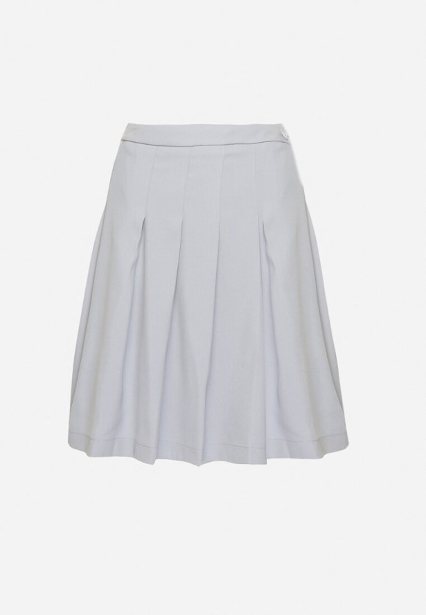 Niebieska Spódnica Kopertowa Plisowana Rozkloszowana Divisse