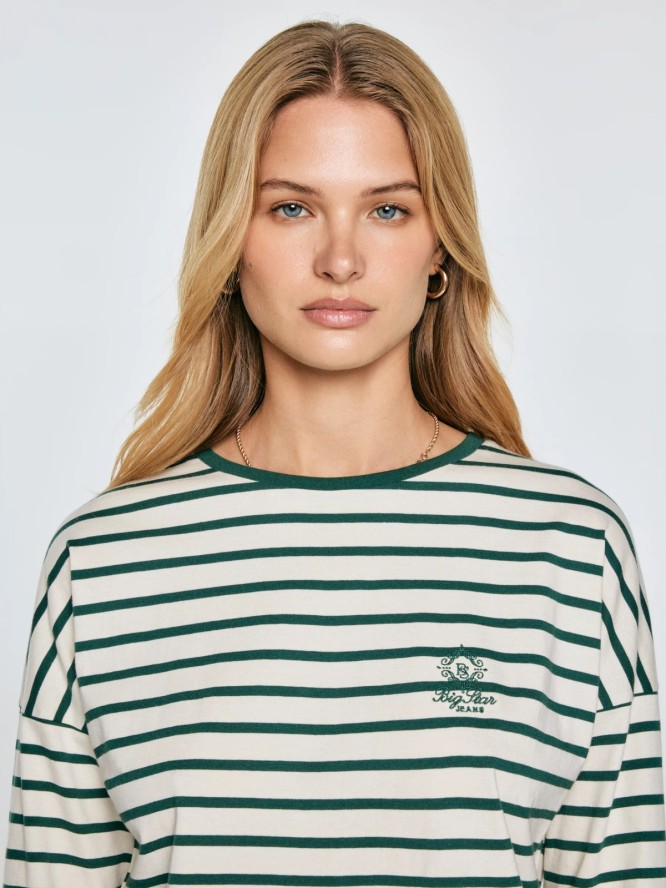 Bluzka damska w paski beżowo-zielone Alerra 304