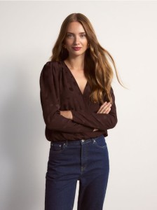 Bluzka z wiskozą - mahoniowy