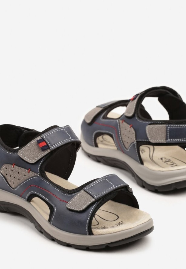 Granatowe Sportowe Sandały Vices z Zapięciem na Rzep Tanovia