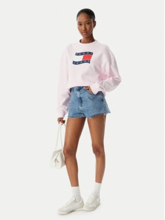 Tommy Jeans Bluza Wavy Flag DW0DW22742 Różowy jasny Boxy Fit