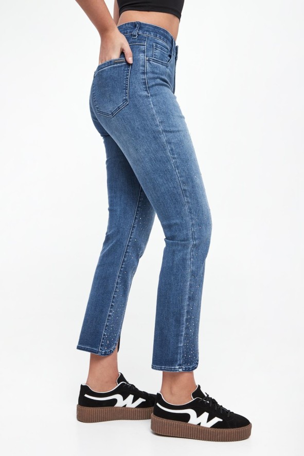 Jeansy damskie z kryształkami JOSEPH RIBKOFF