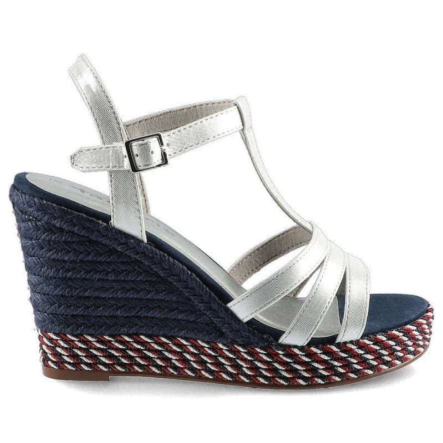 Białe Sandały Tamaris Damskie Buty Na Koturnie