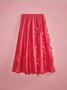 Spódnica midi z lyocellu - intensywny róż