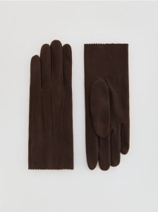 Rękawiczki z imitacji zamszu - ciemnobrązowy