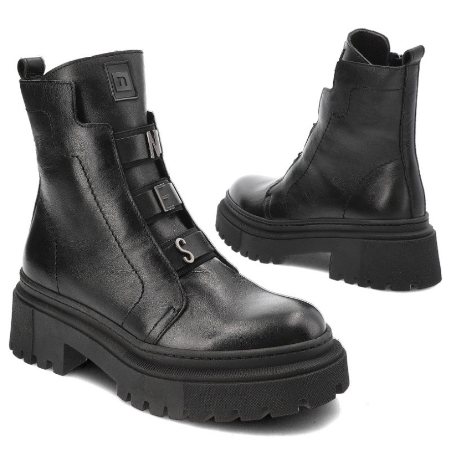 Czarne Botki Nessi Stylowe Obuwie Damskie