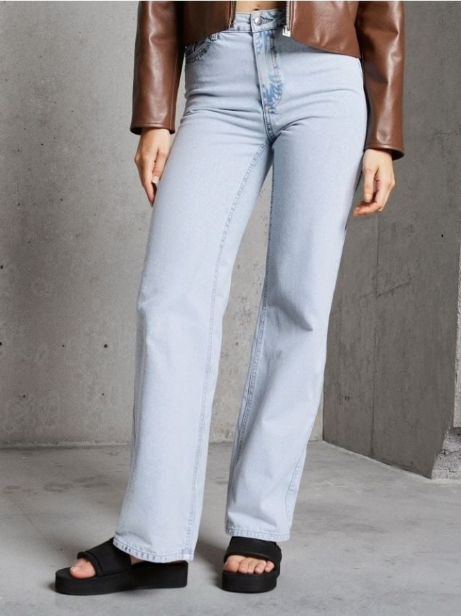 Jeansy wide leg z wysokim stanem - niebieski