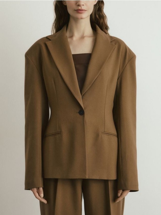 Taliowana marynarka z wiskozą - warm olive