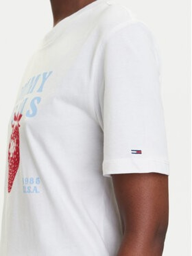 Tommy Jeans T-Shirt Strawberry DW0DW20894 Biały Relaxed Fit