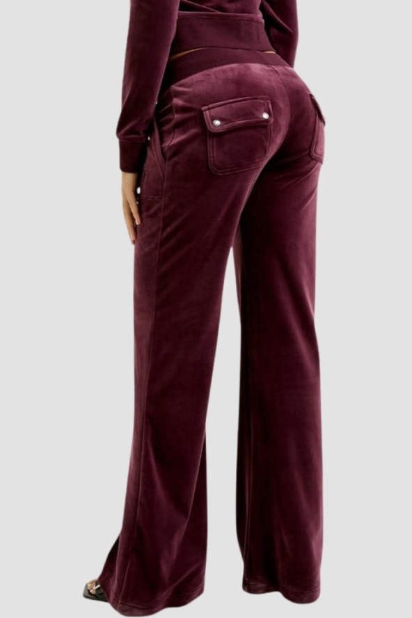 JUICY COUTURE Śliwkowe spodnie dresowe damskie Layla Low Rise, Rozmiar XS