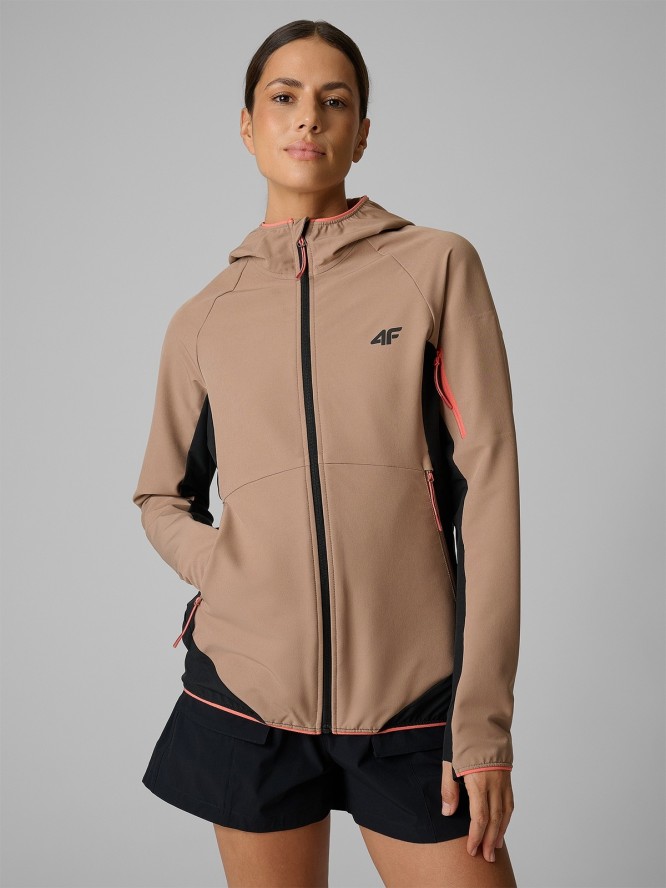 4F Kurtka softshell wiatroodporna damska - beżowa XL