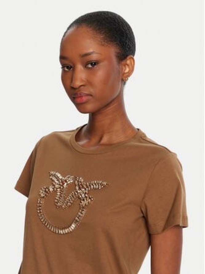 PINKO T-Shirt Quentin 100535 A2RN Brązowy Regular Fit