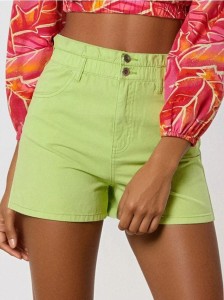 Szorty paperbag high waist - zielony