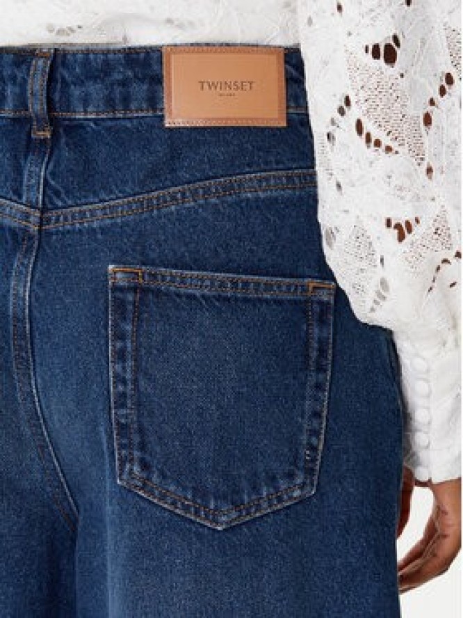TWINSET Jeansy 252TP2540 Granatowy Wide Leg