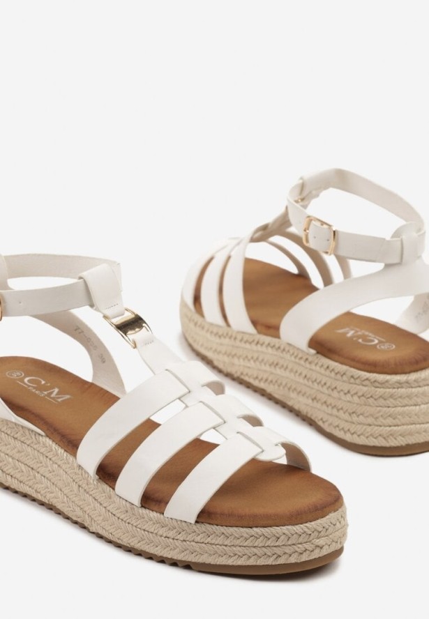 Białe Sandały na Podeszwie z Plecionki Tilimi