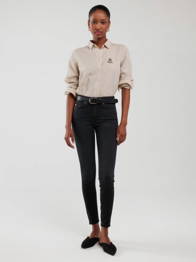 Jeansy damskie push up z wysokim stanem szare Melinda High Waist 895