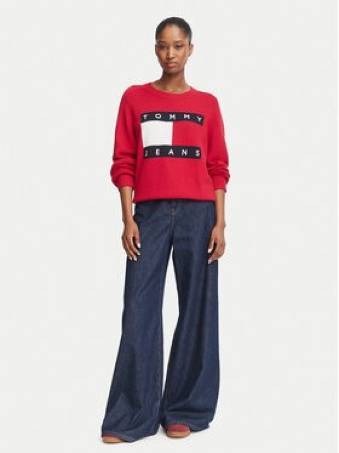 Tommy Jeans Sweter Flag DW0DW23450 Czerwony Regular Fit