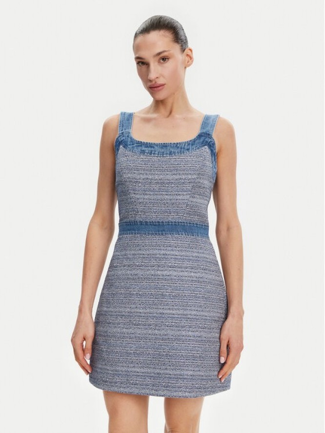 Guess Sukienka codzienna W5GK77 WH610 Niebieski Slim Fit