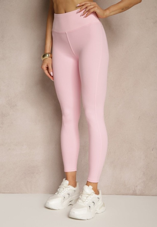 Różowe Legginsy z Ozdobnymi Przeszyciami z Efektem Modelowania Carittia