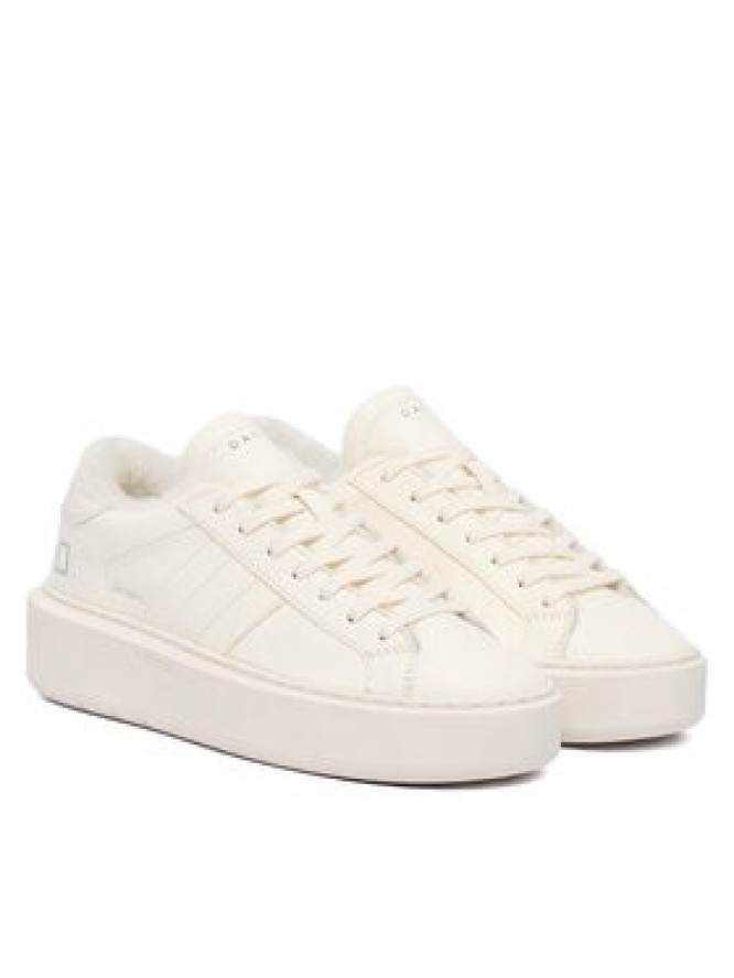 D.A.T.E. Sneakersy Hill Low Fur Platform W431-HPF-MN Écru