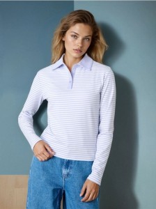 Koszulka polo w paski - niebieski