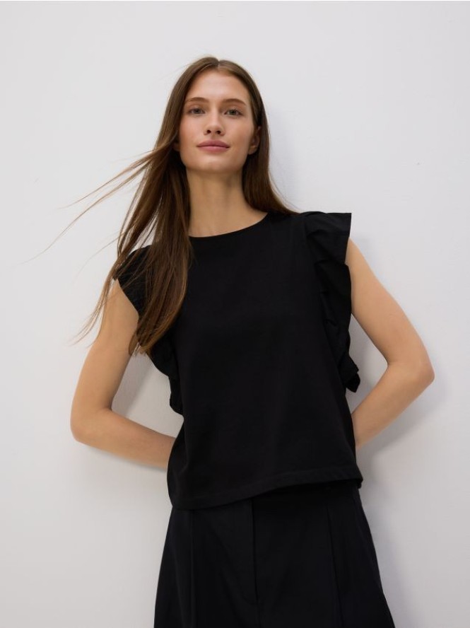 Bluzka z falbanami - czarny
