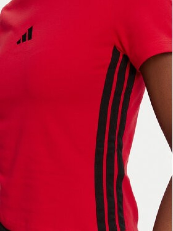 adidas T-Shirt Essentials 3-Stripes JE1242 Czerwony Slim Fit
