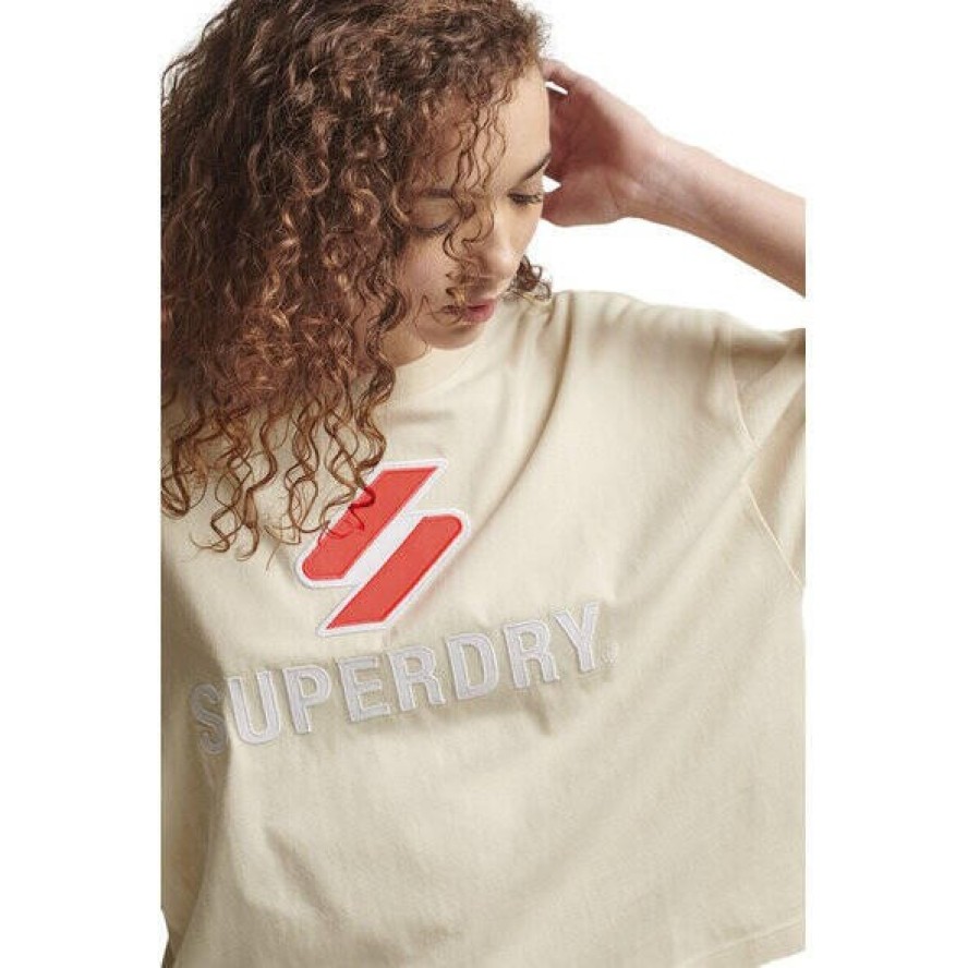 Koszulka turystyczna damska Superdry Code Sl Stacked Apq Boxy