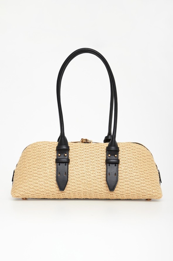 Torebka rattanowa Bowling Baguette Big PINKO