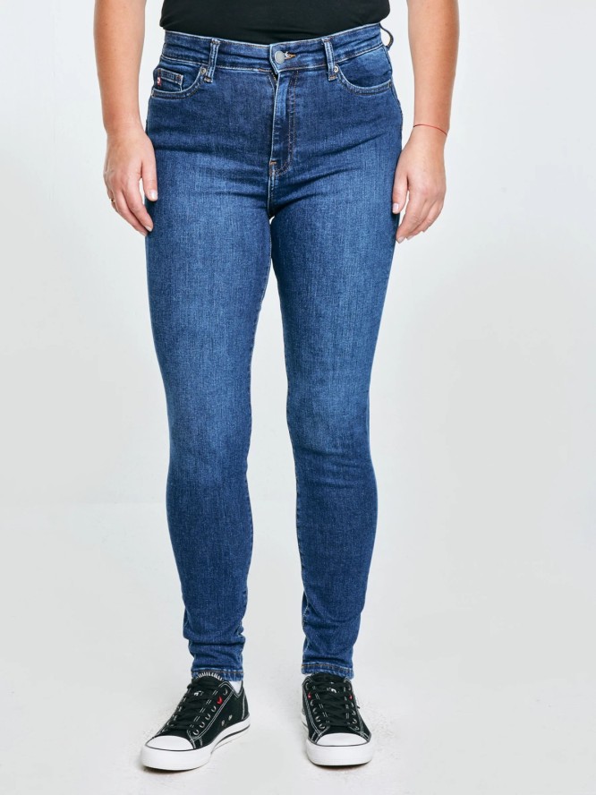 Jeansy damskie push up z wysokim stanem granatowe Melinda High Waist 517