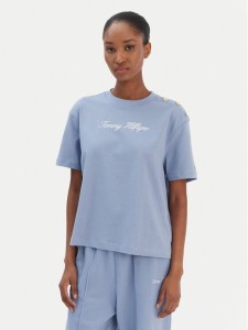 Tommy Hilfiger T-Shirt Script WW0WW47819 Niebieski Regular Fit