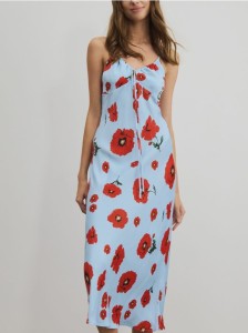 Sukienka midi w kwiaty - jasnoniebieski