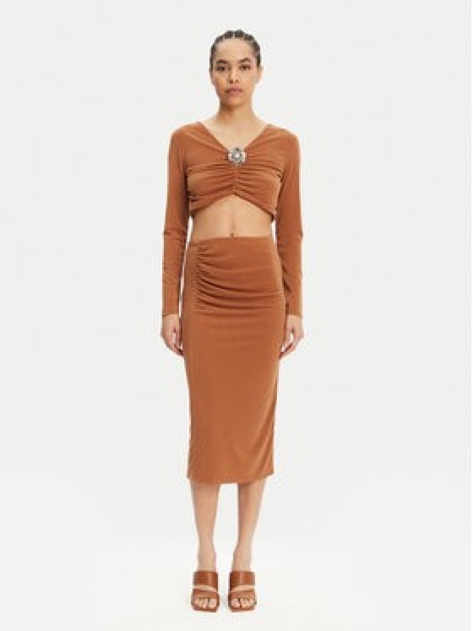 ViCOLO Spódnica midi UD0010 Brązowy Regular Fit