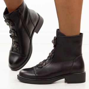 Czarne skórzane botki damskie Jezzi Ol22-4