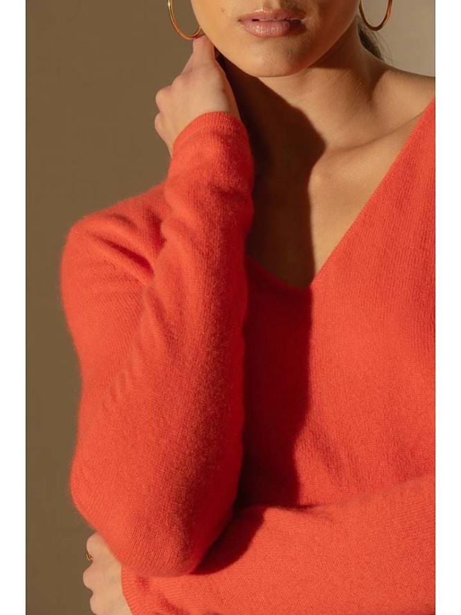 Perfect Cashmere Kaszmirowy sweter "Shannon" w kolorze pomarańczowym rozmiar: S