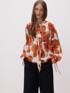 Wiskozowa koszula z wiązaniem - wielobarwny