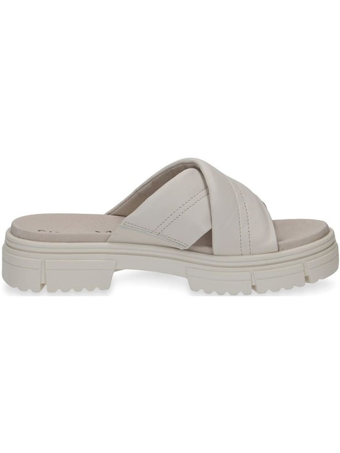 Caprice Skórzane klapki w kolorze kremowym rozmiar: 42