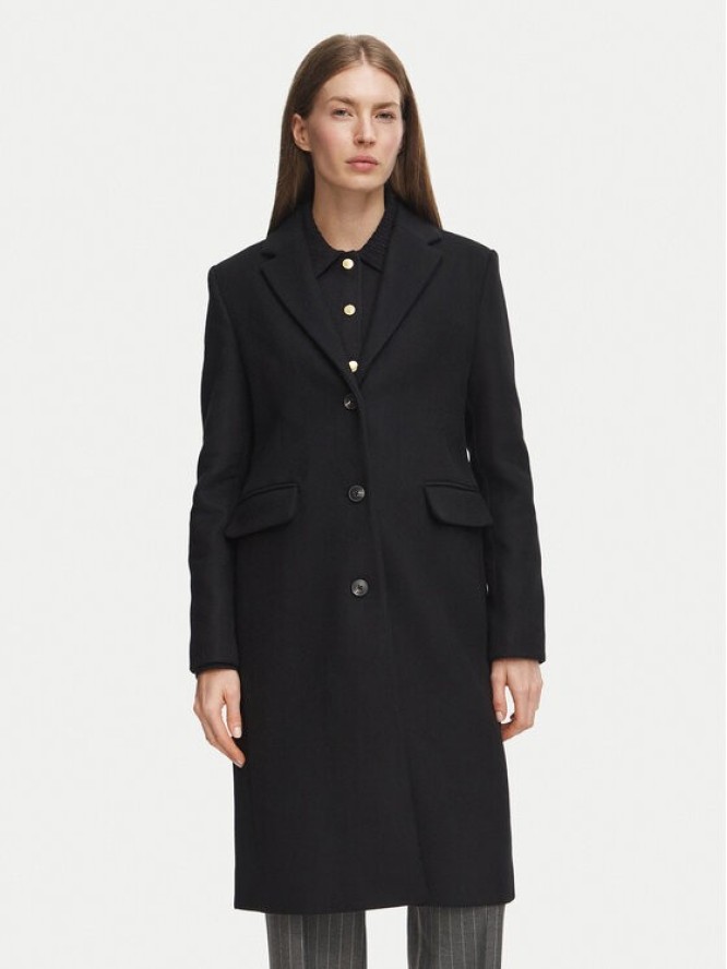 Tommy Hilfiger Płaszcz wełniany Classic WW0WW51106 Czarny Regular Fit
