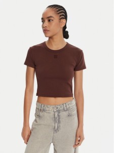 HUGO T-Shirt Delanor 50512000 Brązowy Slim Fit